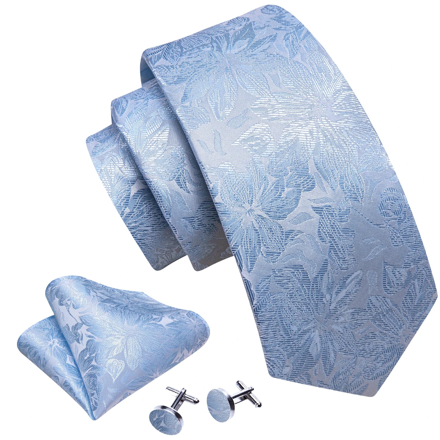 M&T Wear - Exquisite Floral Silk Necktie & Cufflink Set