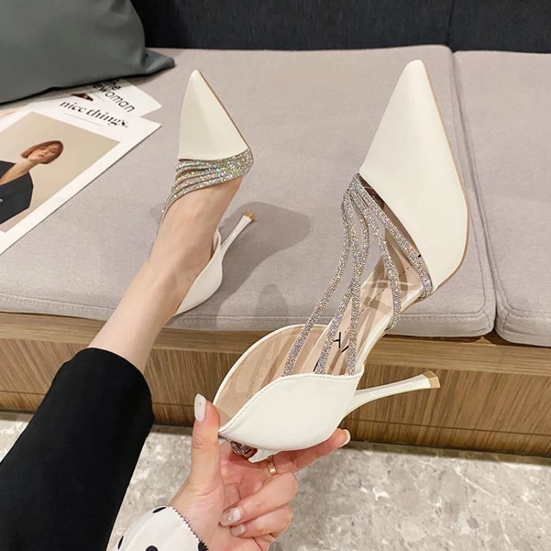 M&T Wear - Women Evening Party High Heels New  Pumps Elegant Ladies Pointed To Black  Strappy Stripper Shoes for Women