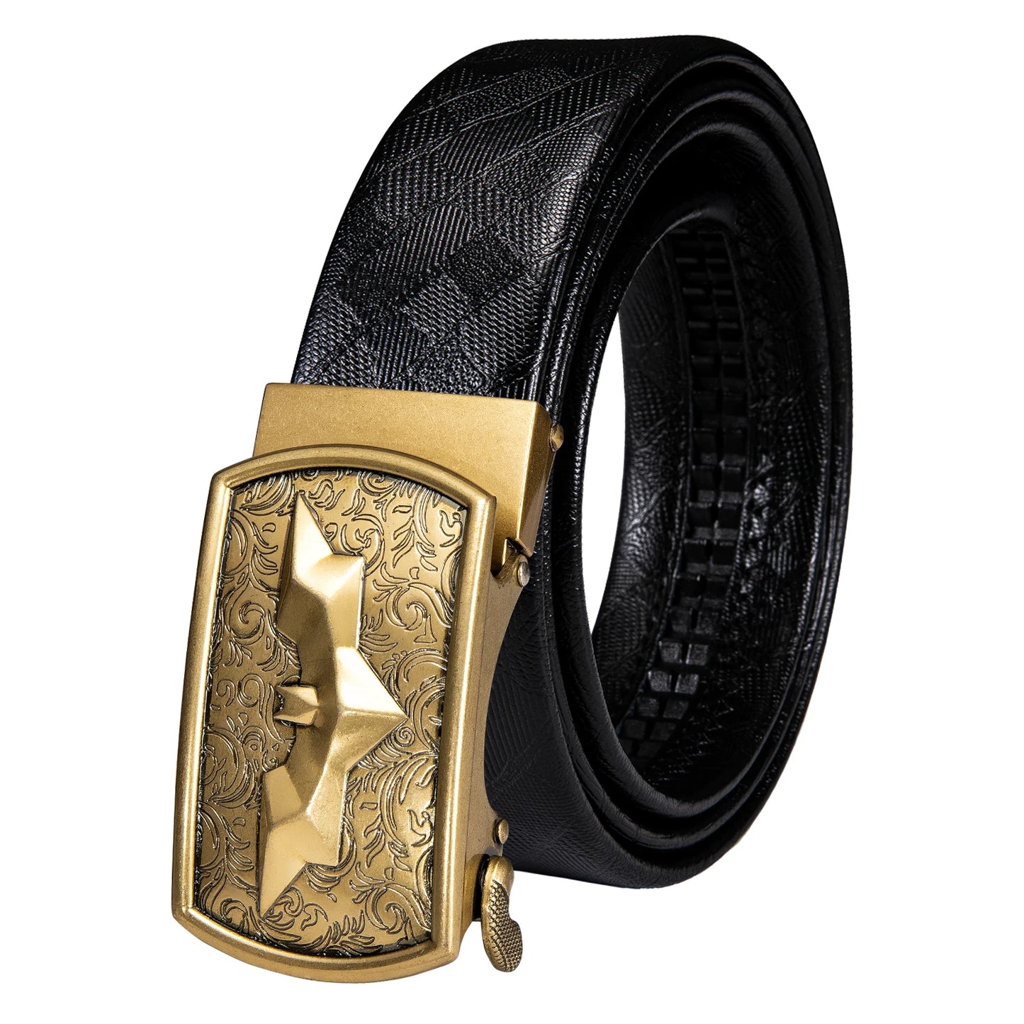 M&T Wear - Luxury Gold Buckle Cowskin Genuine Leather Belt