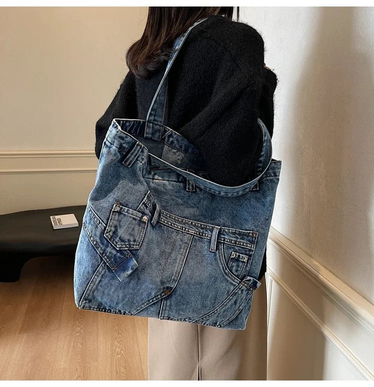 M&T Wear - 2025 Retro Denim Tote Bag for Women