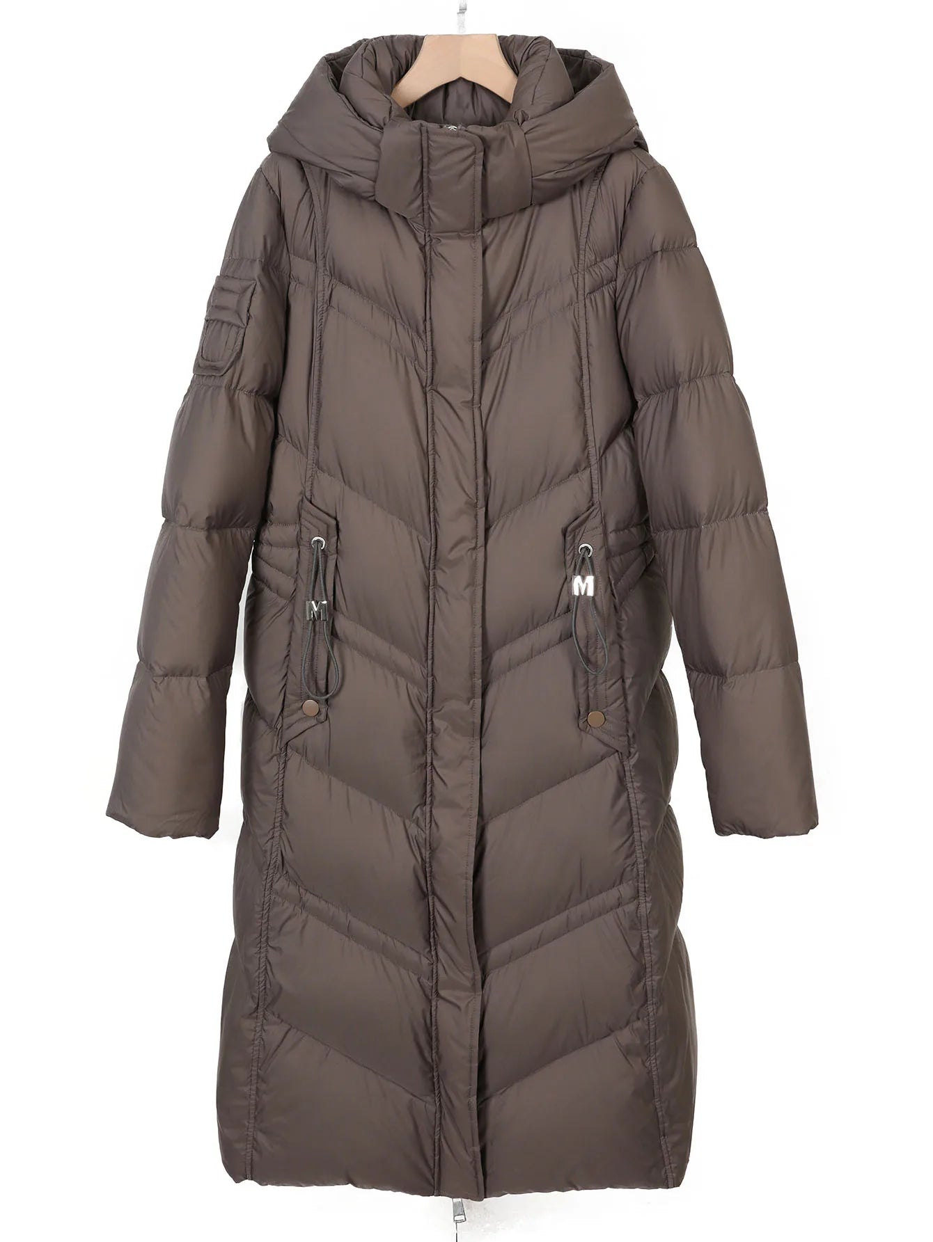 M&T Wear - The Ultimate Luxury Knee-Length White Down Puffer Coat