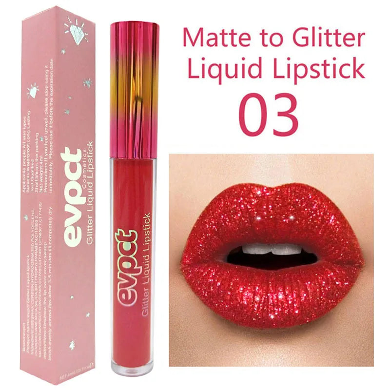 M&T Wear - Diamond Shine 15-Color Glitter Liquid Lipstick