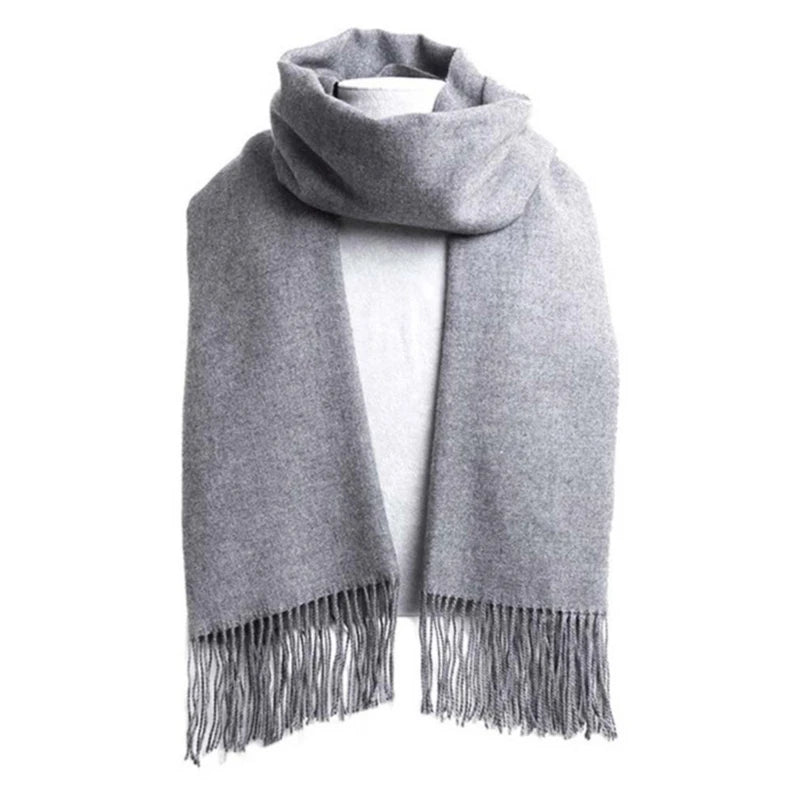 M&T Wear - Wool Scarves Winter Soft Warm Cashmere Shawl Thickened Long Tassel Shawl Warm Scarf Fashion Solid Color Women Man Scarf