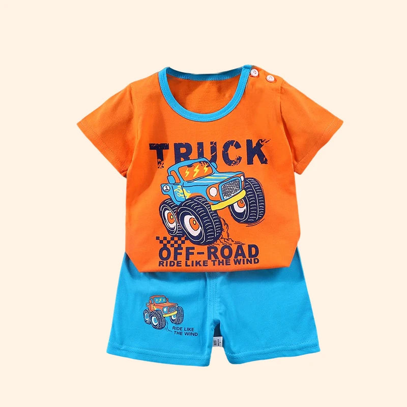 M&T Wear - Fashion Kids Clothes Boys Girls Sets Top Shorts 2PCS 100% Cotton Soft Summer Children Baby Cloths T-shirt Shorts Toddler Suit