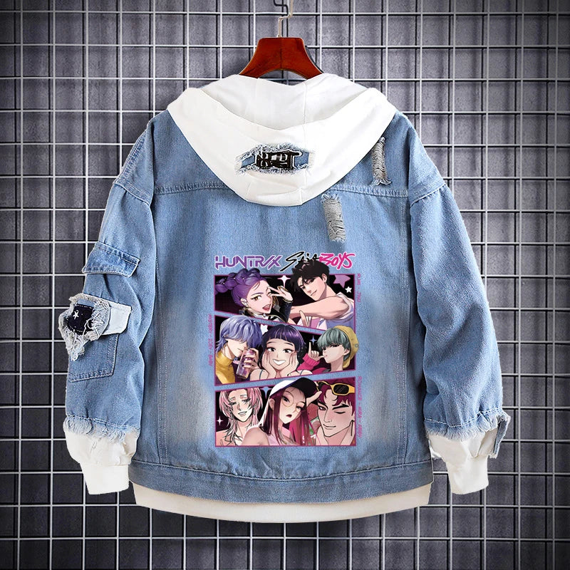 M&T Wear - Kids Denim Jacket Anime Kpop Demon Hunter Saja Boys New Autumn Sweatshirts Hooded Coats Fashion  Adult Casual Streetwear Clothes