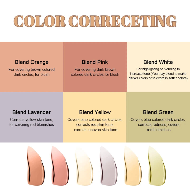 M&T Wear – 6-Color Full Coverage Concealer Palette with Brush