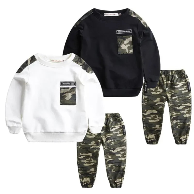 M&T Wear - Kids Sport Clothing Sets Boys Tracksuit Autumn Camouflage Children Tops Pants 2Pcs Kit Outfit Teenager Boys Camouflage Tracksuit