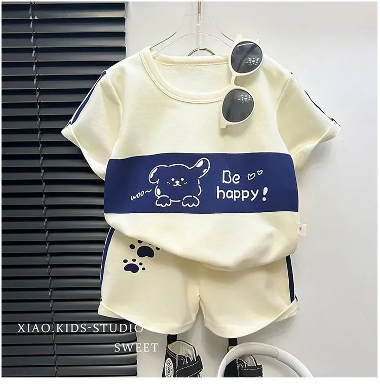 M&T Wear - Kids Clothes Cotton Set Short Sleeve Suit Baby Girls Boys Set Summer Tops +short Children's Wear 2024 New