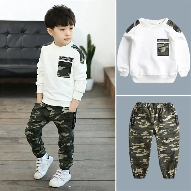 M&T Wear - Kids Sport Clothing Sets Boys Tracksuit Autumn Camouflage Children Tops Pants 2Pcs Kit Outfit Teenager Boys Camouflage Tracksuit