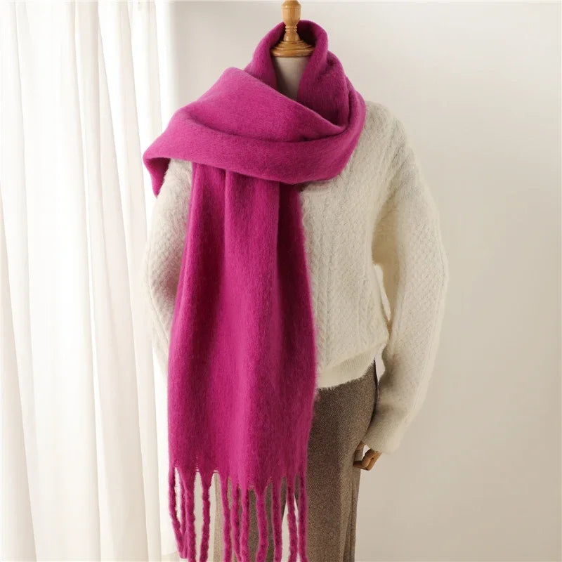 M&T Wear - Winter Scarf for Women Cashmere Warm Solid Pashmina Blanket Wraps Female Thick Soft Bufanda Big Tassel Shawl Long Poncho Echarpe