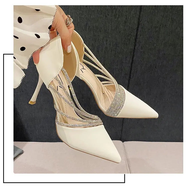 M&T Wear - Women Evening Party High Heels New  Pumps Elegant Ladies Pointed To Black  Strappy Stripper Shoes for Women