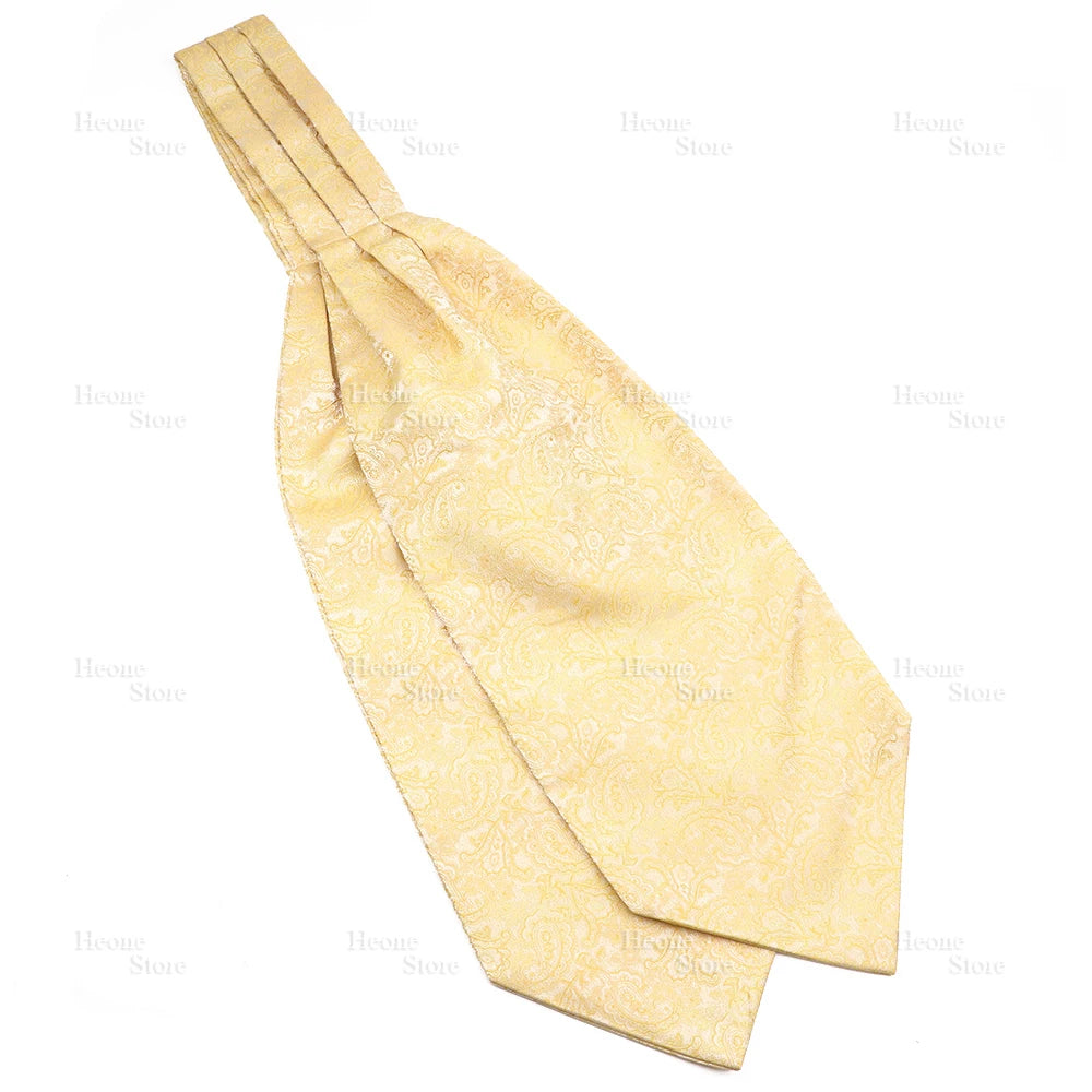 Luxury Mens Scarf Tie Solid Color Dot Geometric Pattern Floral Jacquard Woven Polyester Silk Ascot Cravat Tuxedo Suit Shirt Gift