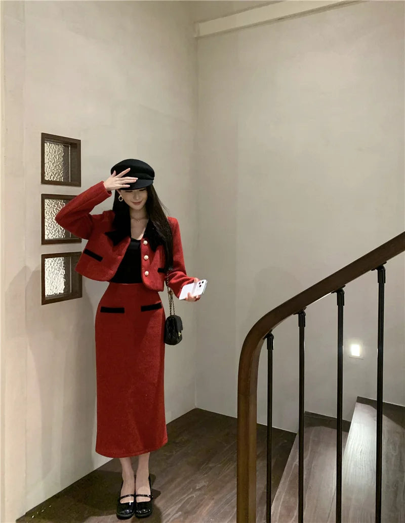 M&T Wear - Sweet Fashion Thickened 2-Piece Skirt Set