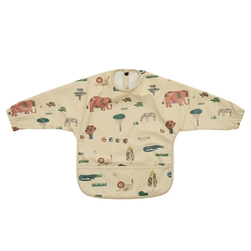 M&T Wear - Kids Baby Feeding Bibs Waterproof Long Sleeve Apron with Pocket Toddler Burp Cloth Boys Girls Anti-dirty Art Smock Baby Stuff