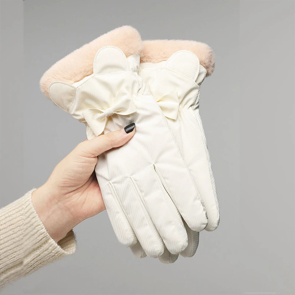 M&T Wear - Winter Gloves Women Bear Elegant Windproof Waterproof Touch Screen Full Finger Hand Warm Skiing Outdoor Sports Mittens