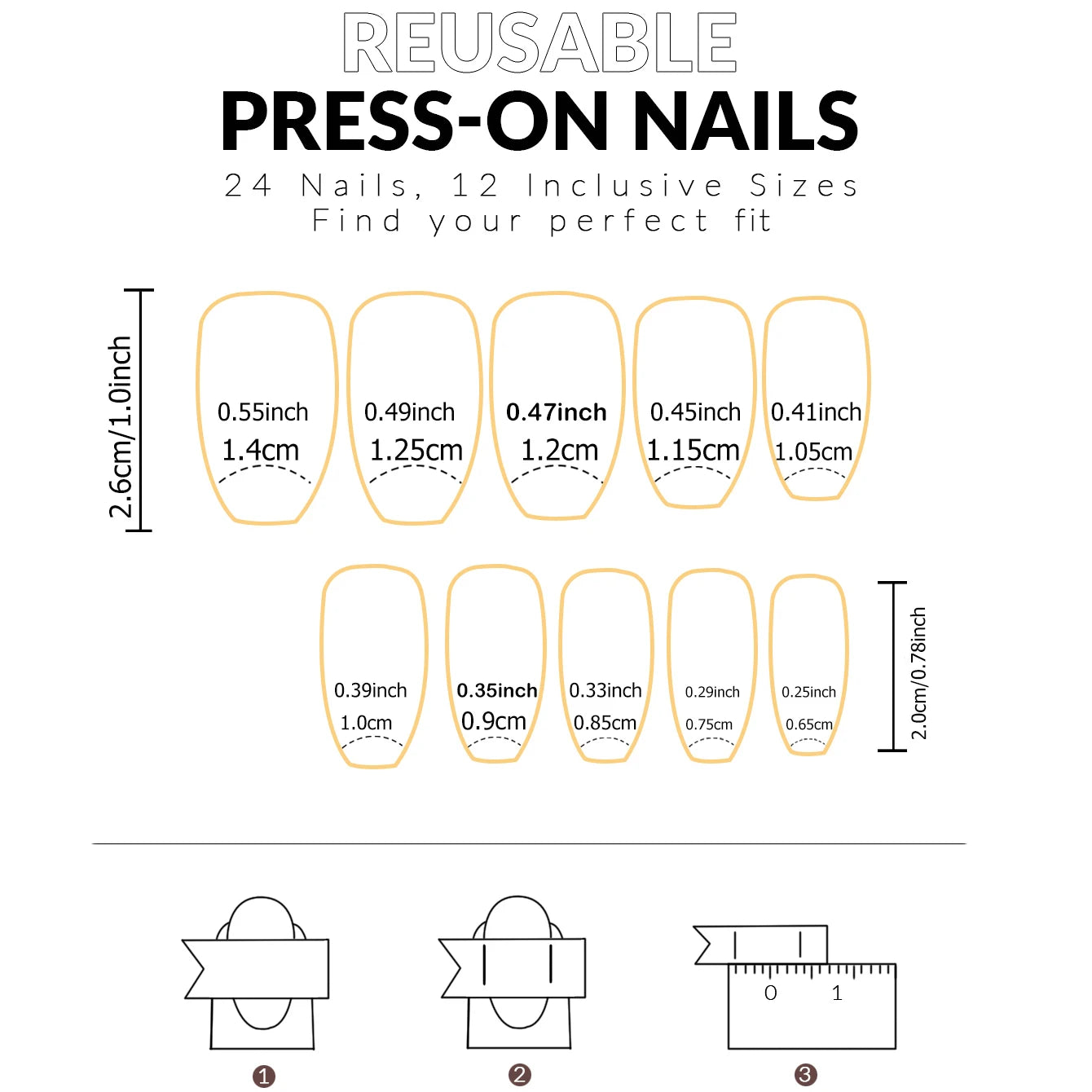 M&T Wear – 24PCS French Press-On Nails Set with Glue & Nail File