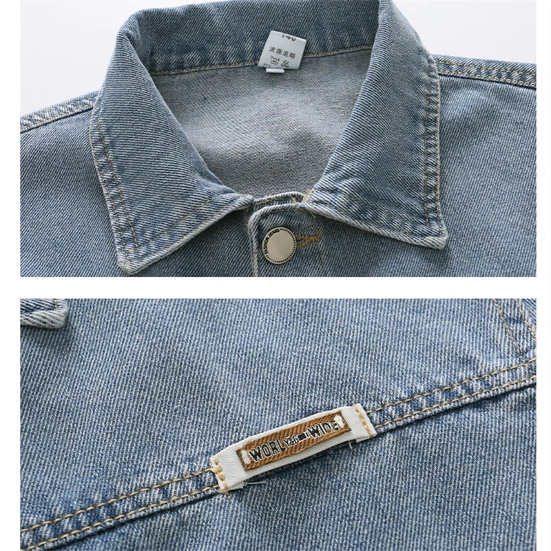 M&T Wear - Kids Denim Jacket Boys Jeans Coat Clothing Fashion Baby Boy Denim Jacket With Cartoon Embroidery Child Casual Streetwear Outfit