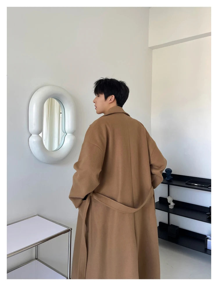 M&T Wear - Thick Korean Vintage Long Woolen Trench Coat for Men