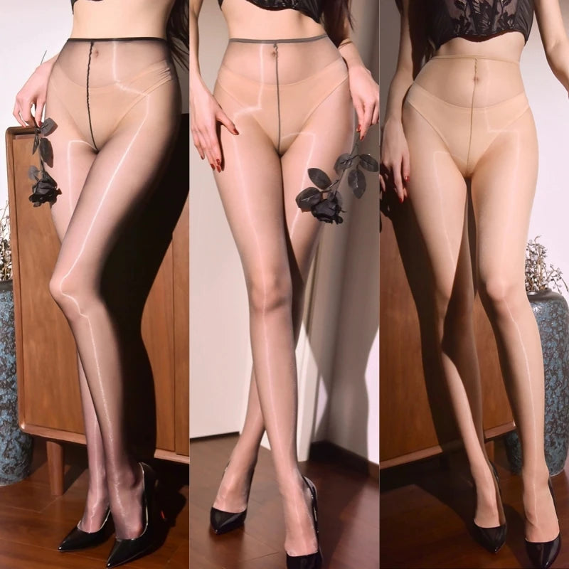 M&T Wear - Summer Women Underwear Sexy See Through Invisible Tights Narrow Waist Edge High Elasticity Pantyhose Oil Glossy Shaping Hosiery