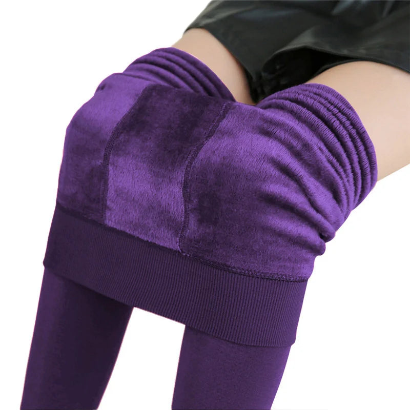 M&T Wear - Winter Women Solid Warm Leggings with High Waist and Fleece