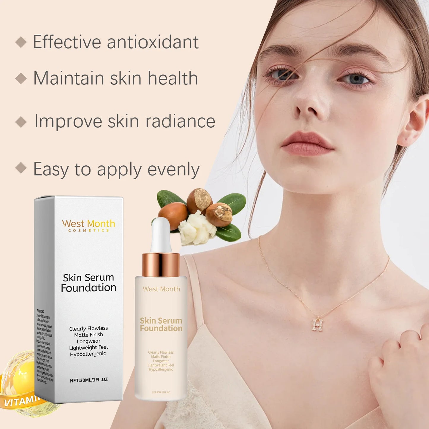 M&T Wear – Moisturizing Liquid Foundation 30ml for Flawless, Hydrated Skin