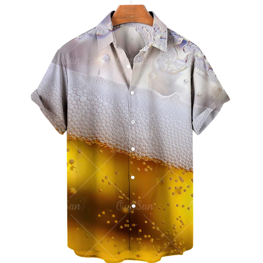 M&T Wear - Men's Shirts Beer Shirts For Men Fashion Hawaiian Shirt Casual Vocation Beach Blouses Holiday Blouse Mens Clothing Camisa Summer