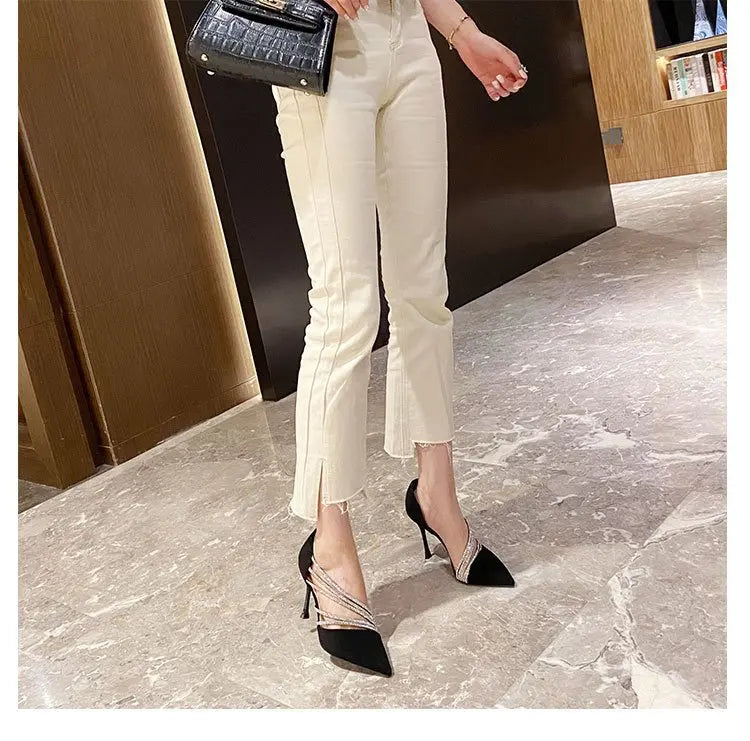 M&T Wear - Women Evening Party High Heels New  Pumps Elegant Ladies Pointed To Black  Strappy Stripper Shoes for Women