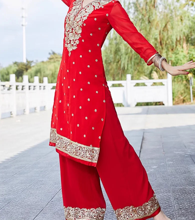 M&T Wear - Traditional Women's Ethnic Dance Costume Sari Next  Chaabi Three Piece Set