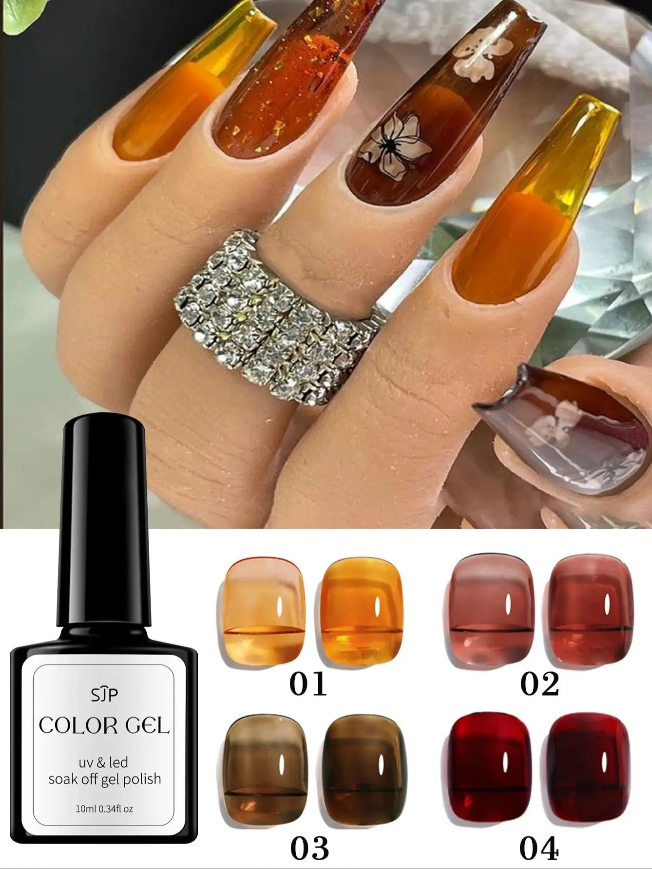 M&T Wear - Tortoise Sheer Orange Jelly Gel Nail Polish | UV Gel Polish Set (10ml)