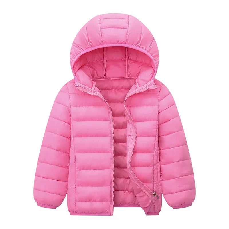 M&T Wear - Kids Down Jackets For 3-14 Years Autumn Winter Boys Girls Warm Solid Down Coats Teens Hooded Zipper Outerwear Children Clothing
