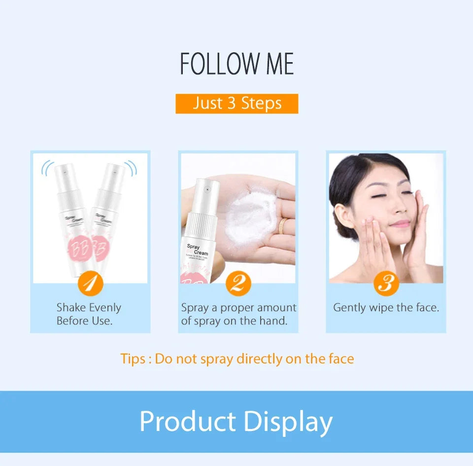 Whitening Moisturizing Base Spray Waterproof BB Cream Concealer Brighten Face Beauty Skin Care Foundation Makeup Korean Cosmetic