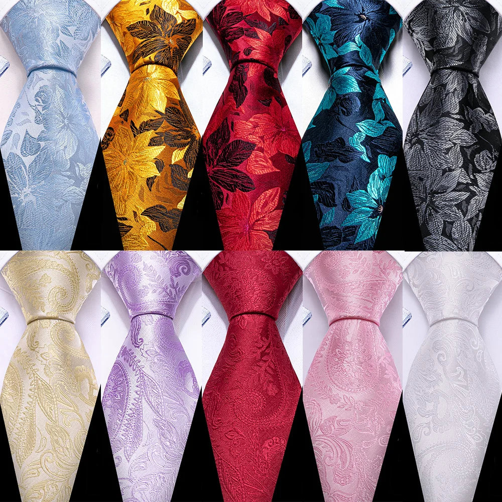M&T Wear - Exquisite Floral Silk Necktie & Cufflink Set