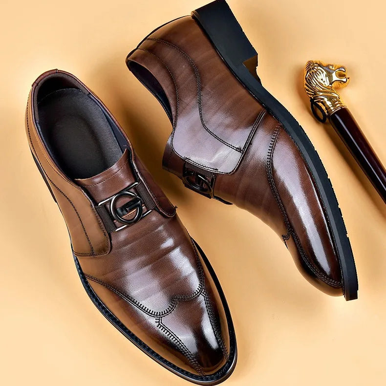 M&T Wear- Men Casual Shoes Fashion Brand Classic Casual Men Leather Shoes Black Breathable Business Men Shoes Large Size