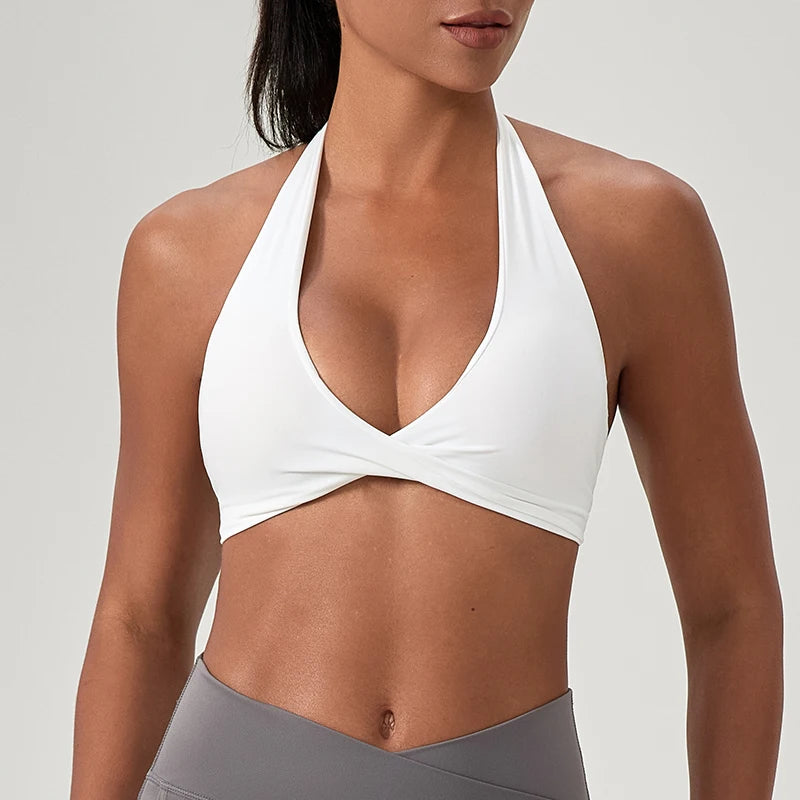 M&T Wear - Sports Yoga Bra for Women Halter Neck with Stylish Back Design Sexy Gym Bra for Running Fitness Sports Bras