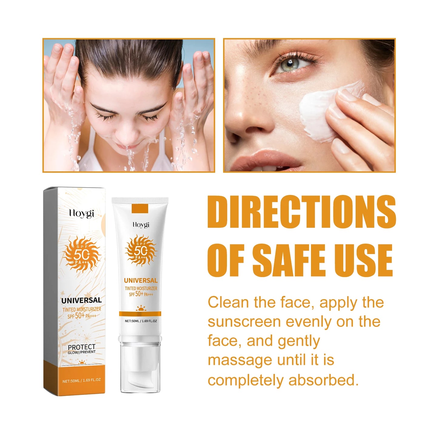 Sunscreen Cream Foundation Face Sun Block Isolation UV Protector Skin Refresh Moisturize Oil Control Waterproof Spf50+ Sunscreen