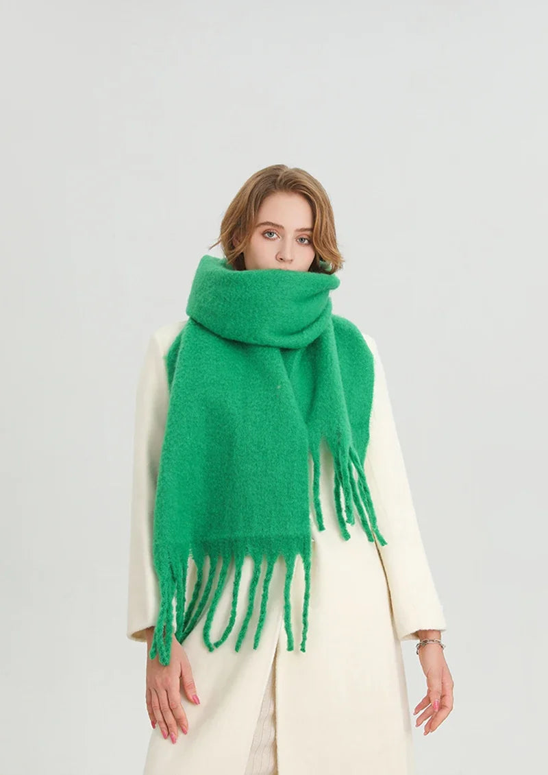 M&T Wear - Winter Scarf for Women Cashmere Warm Solid Pashmina Blanket Wraps Female Thick Soft Bufanda Big Tassel Shawl Long Poncho Echarpe