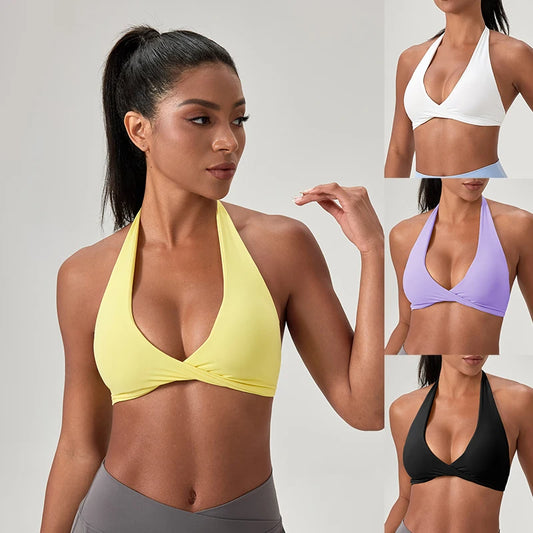 M&T Wear - Sports Yoga Bra for Women Halter Neck with Stylish Back Design Sexy Gym Bra for Running Fitness Sports Bras