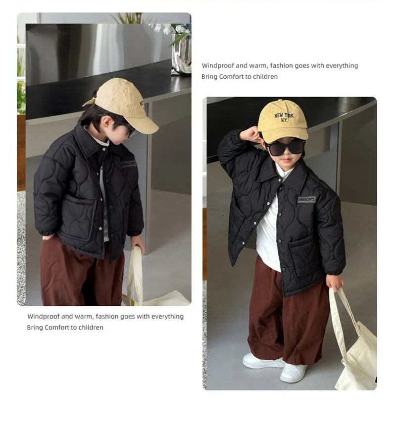 M&T Wear - Kids Boys Girls Jackets Children Winter Fleece Down Coat Toddler Padded Warm Windproof Outerwear Boy Autumn Plus Velvet Clothes