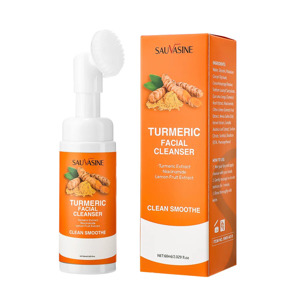 M&T Wear – Turmeric Facial Cleanser 60ml with Built-in Brush for Deep Cleansing & Brightening