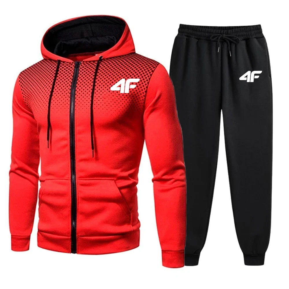 M&T Wear - Men's Tracksuits Casual Round Dot Zipper Sweatshirt &  Jogging Pants 2 Piece Set Print High Quality Hooded Jacket Suit Clothing 2025
