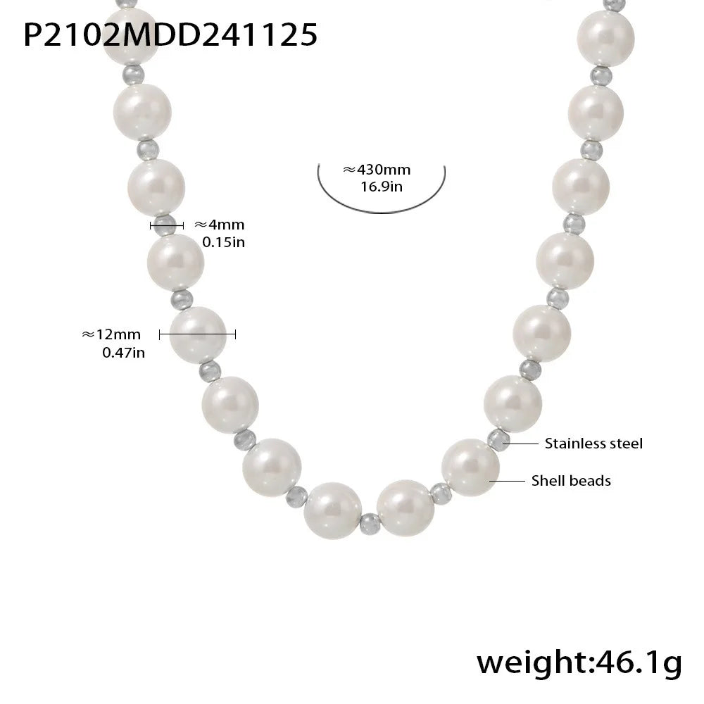 M&T Wear - White Shell Beaded Clavicle Necklace for Women