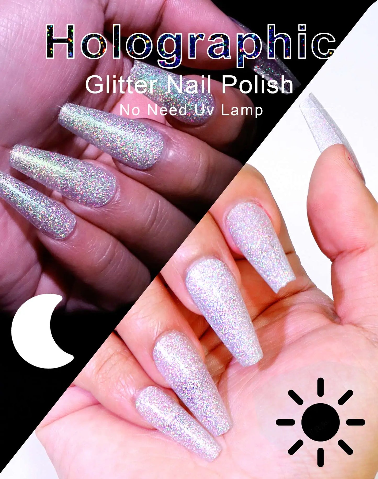 M&T Wear - 8ml Holographic Silver Glitter Nail Polish