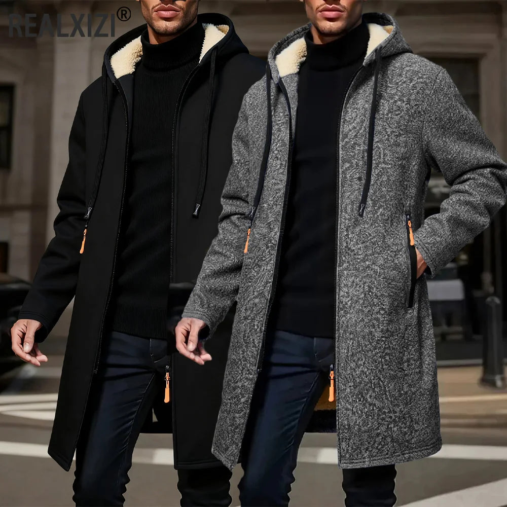 M&T Wear - Winter Men's Long Overcoat Jackets Casual Hooded Cardigans Men Outwear Liner Thickened Warm Hoodies Oversize Winter Top Jacket