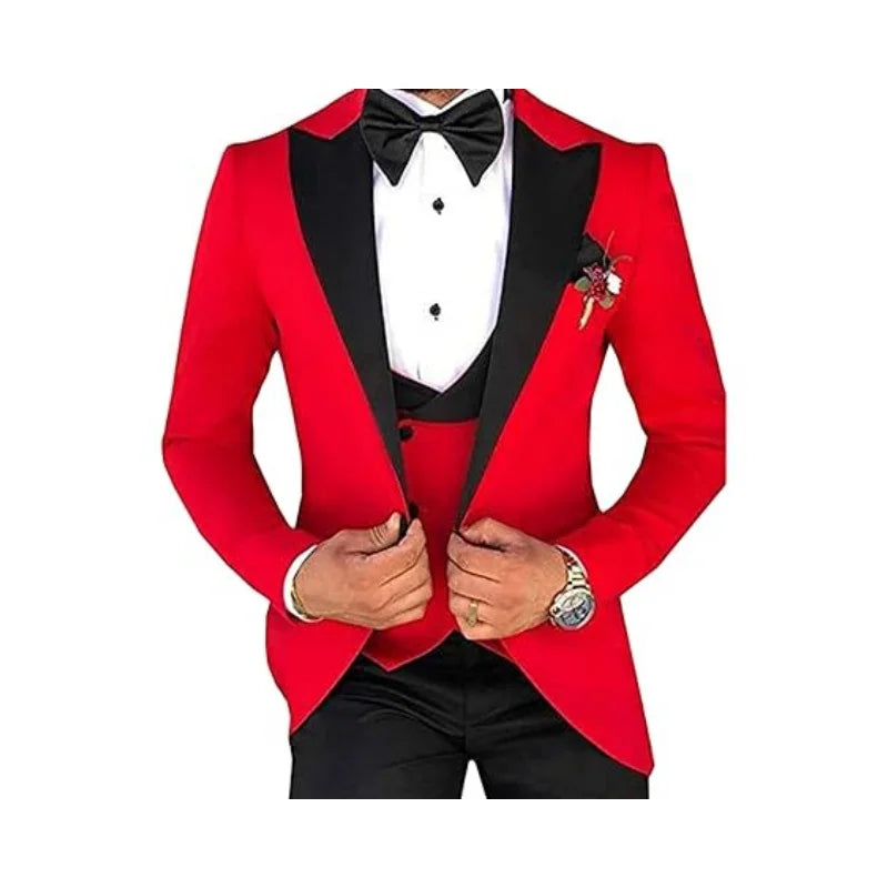 M&T Wear -  Men’s 3-Piece Tuxedo Suit with Lace Lapel – Stylish Party & Dinner Set