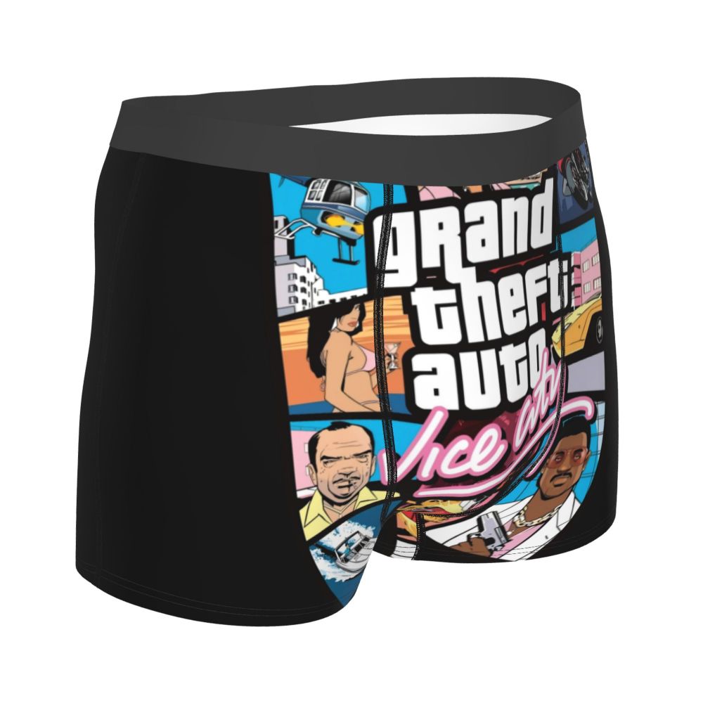 M&T Wear - Custom Grand Theft Auto Adventure Game Underwear Men Breathable GTA Boxer Briefs Shorts Panties Soft Underpants For Homme