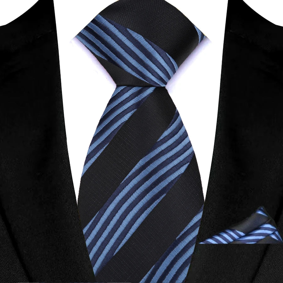 M&T Wear - Luxury Navy Solid 8cm NeckTie & Pocket Square Set