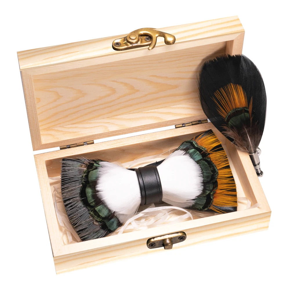 Wedding Bow Tie for Men Classic Burgundy Pre-tied Bowtie brooch wooden box Set for Party Show Butterfly Knot Groom best man Gift