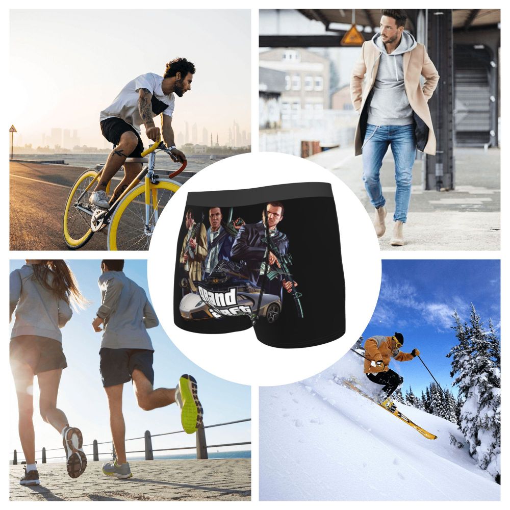 M&T Wear - Custom Grand Theft Auto Adventure Game Underwear Men Breathable GTA Boxer Briefs Shorts Panties Soft Underpants For Homme