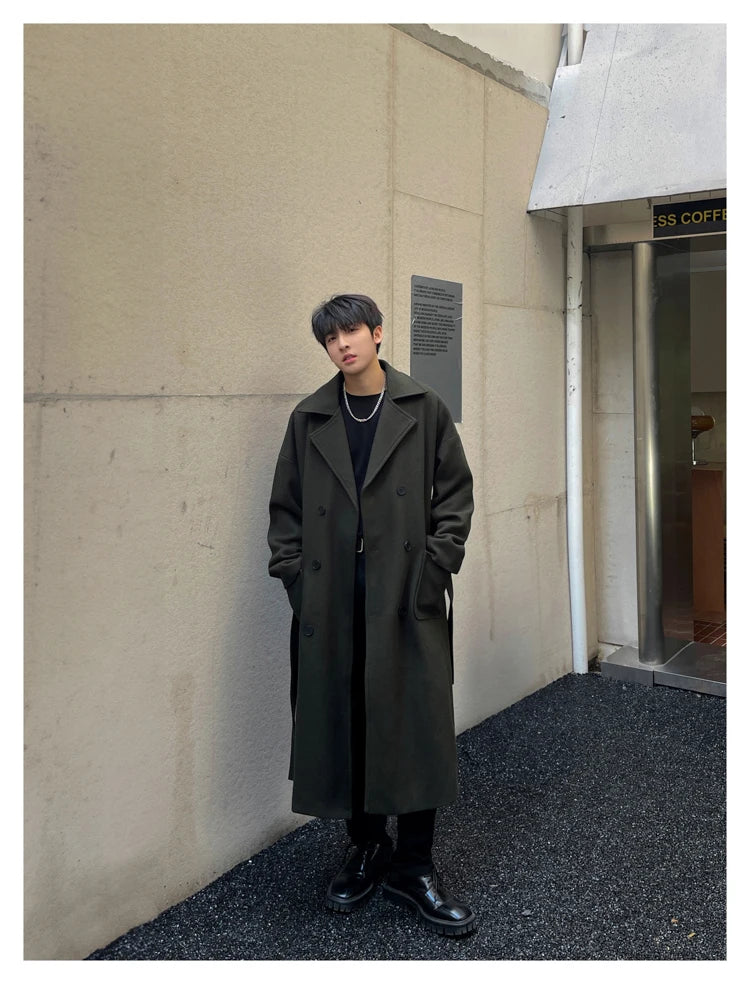 M&T Wear - Thick Korean Vintage Long Woolen Trench Coat for Men