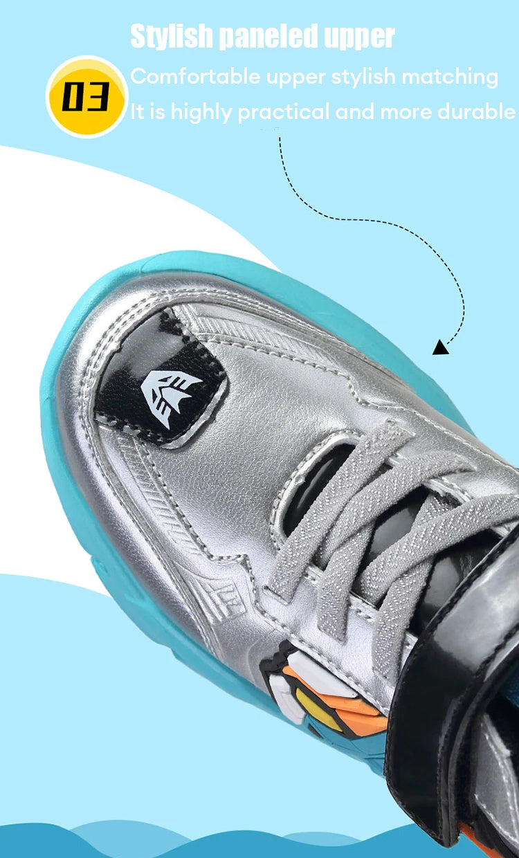 M&T Wear - Kids Sneakers Boys Sports Running Shoes Anti-Skid Leather Fashion Tennis Walking Footwear Comfort Children Casual Athletic Shoes